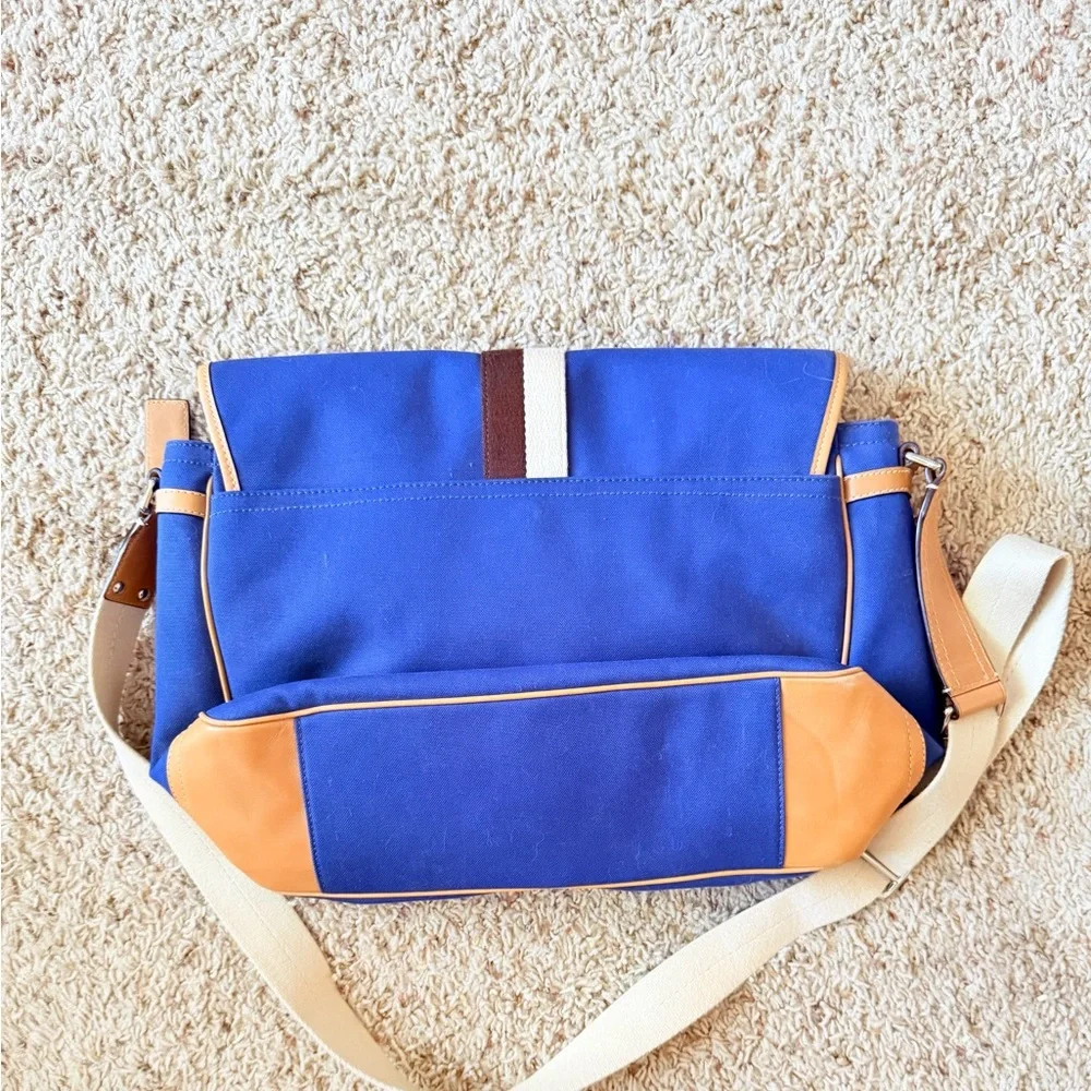 Vintage Coach Voyager Blue Canvas Messenger Bag Stripe